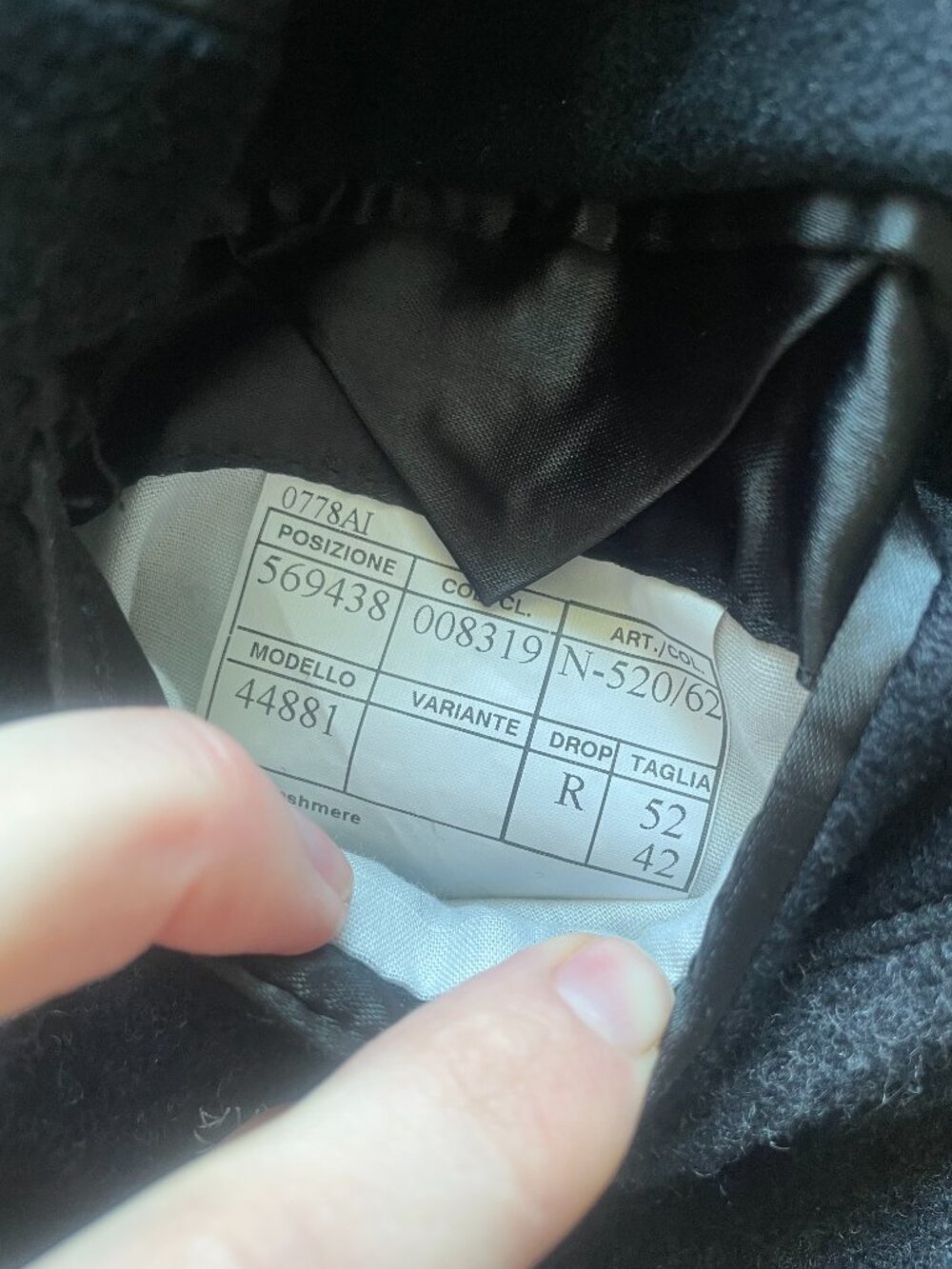 Movimento Made in Italy 100% Cashmere Black Overcoat Size 52 / 42 - Picture 6 of 8